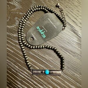 Hippie Turquoise Accent Bronze Beaded Necklace